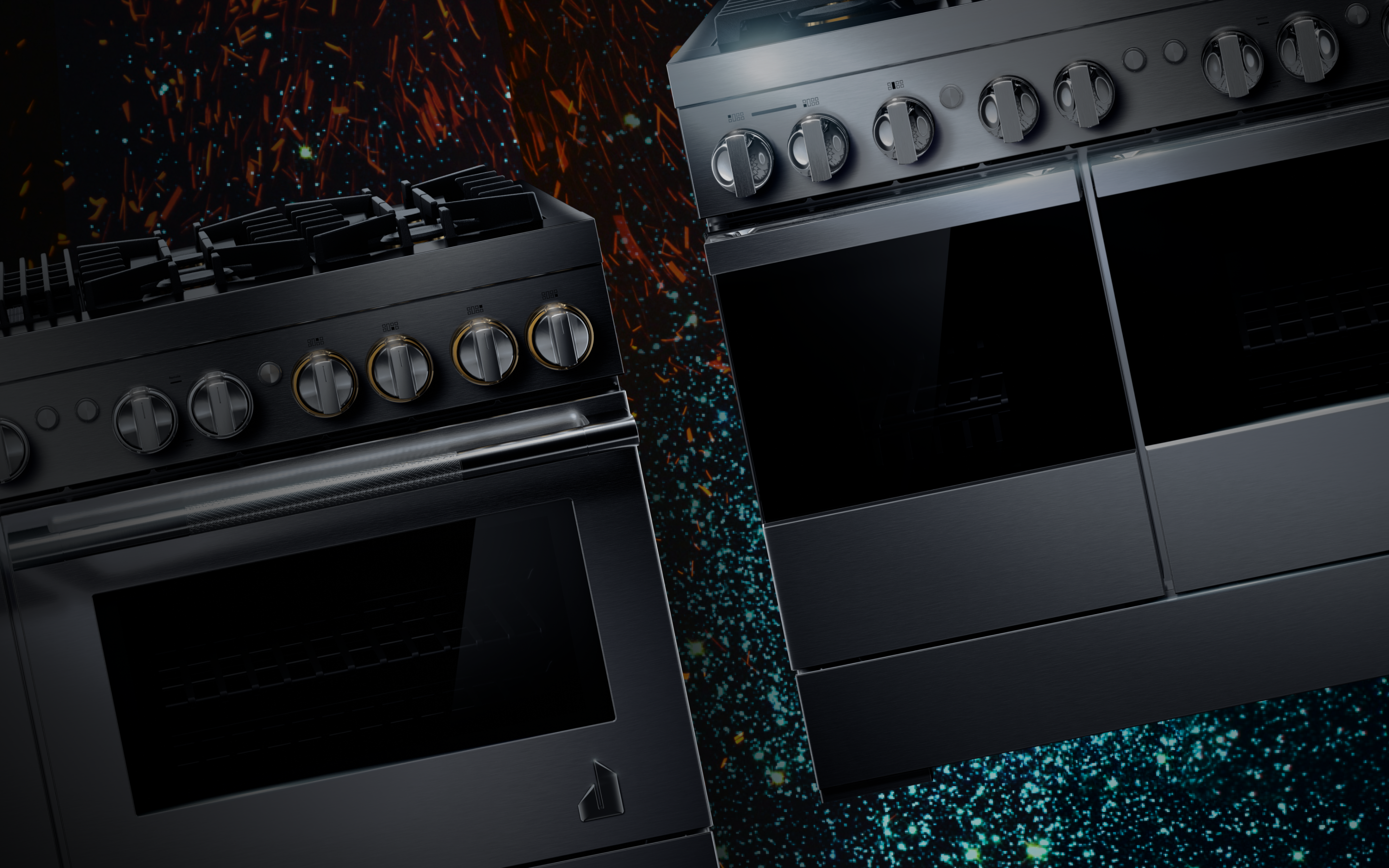 Two JennAir brand range appliances in different styles.