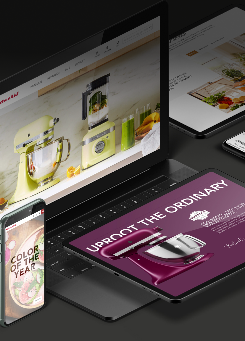 The KitchenAid Color Of The Year web experiences on various devices.